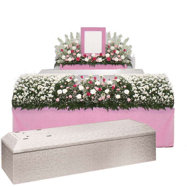 家族葬に最適な、花祭壇と棺のセット。安価だけじゃない、適正価格に満足をプラス